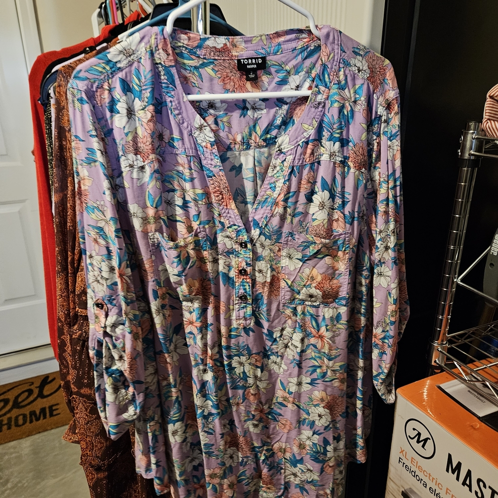 Torrid Purple Floral Blouse